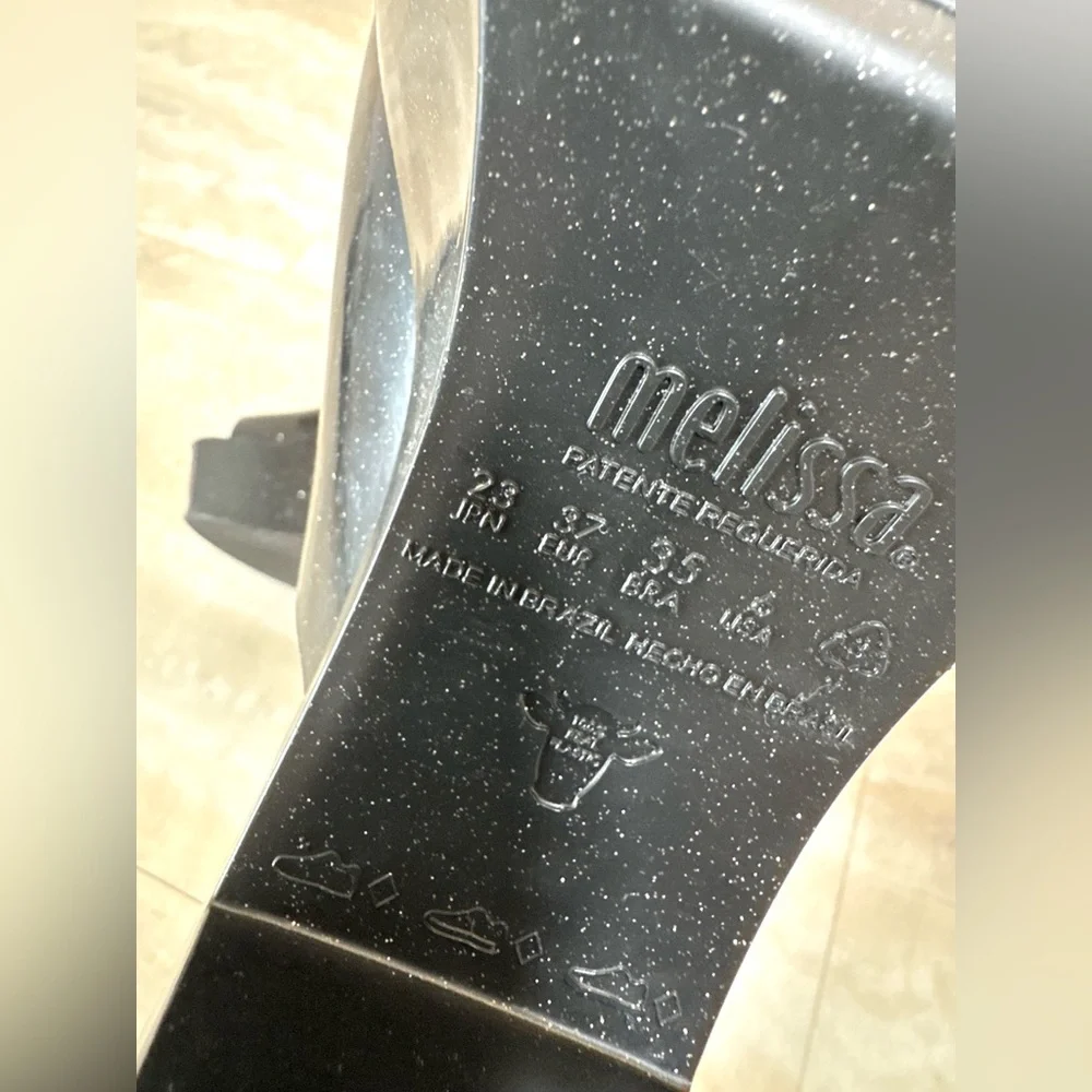 MELISSA Black Glitter Platform Mules (US 6) - Picture 5 of 5